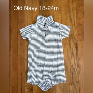 Old Navy Blue and White Striped Romper, boys, 24m